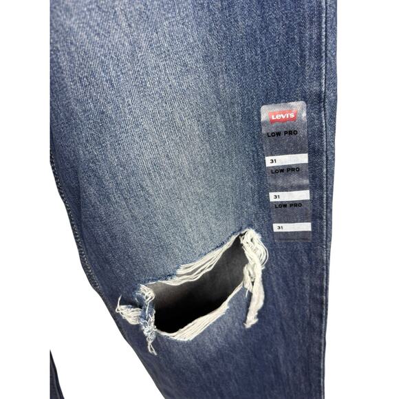 New Levi's Low Pro Straight Jeans Women's Size 31 Blue Denim NWT Distressed - Picture 5 of 6